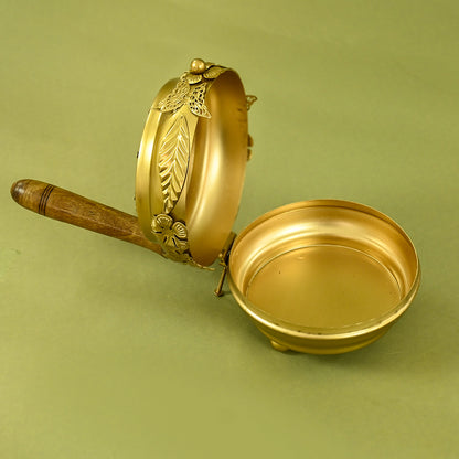 BRASS CHAKRA DIYA (4") + IRON LOBAN & DHOOP BURNER