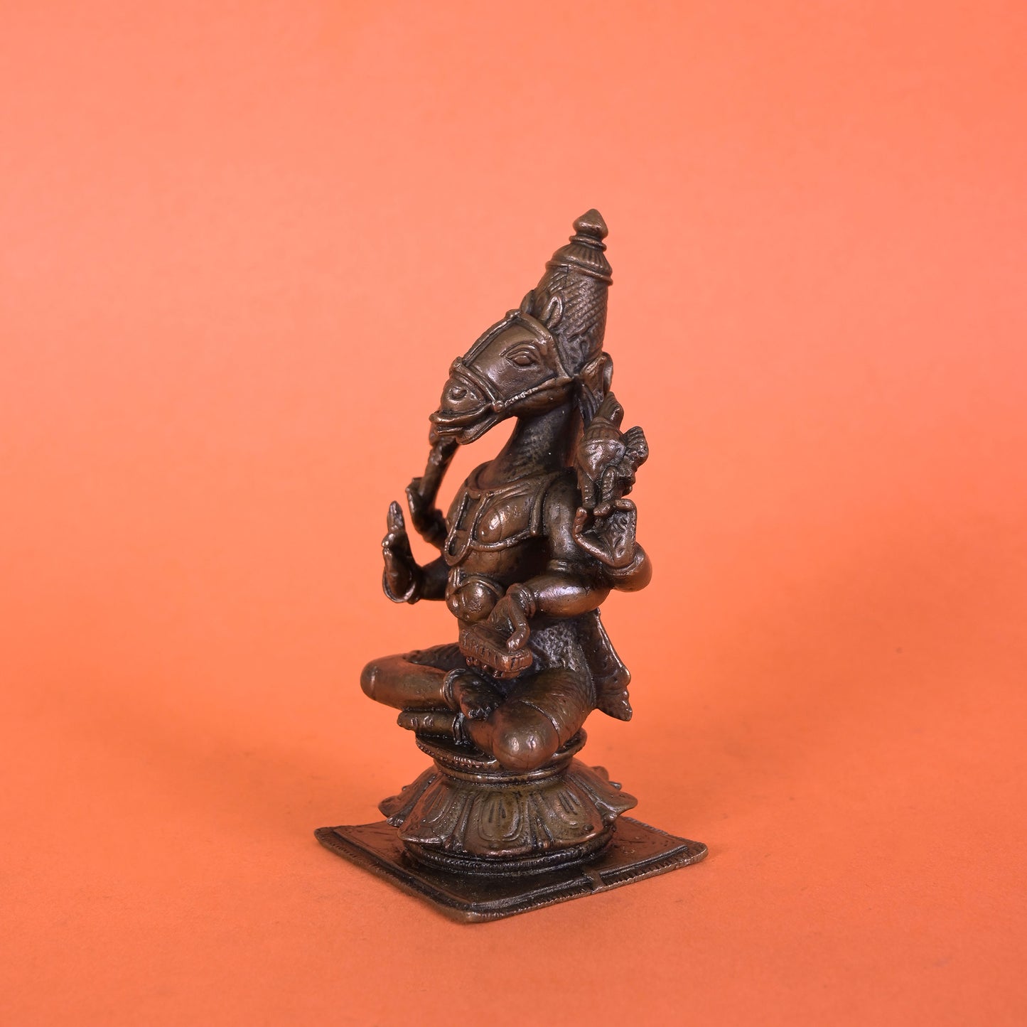 hayagriva copper statue - avatar of loard vishnu (4.63")