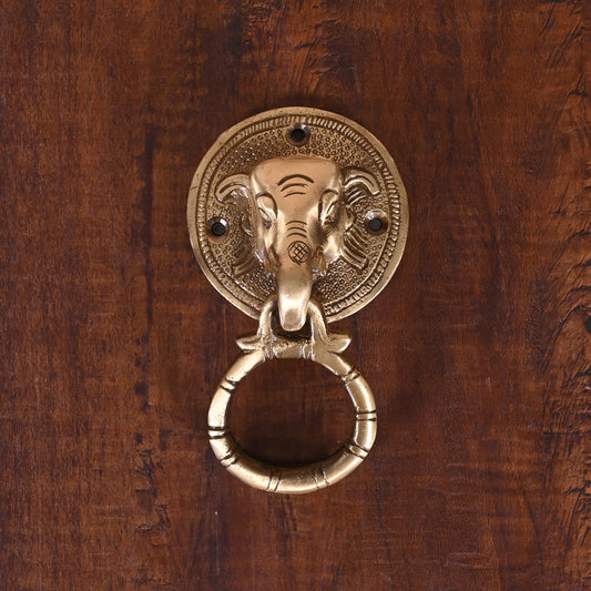 Brass Elephant Face Door Knocker