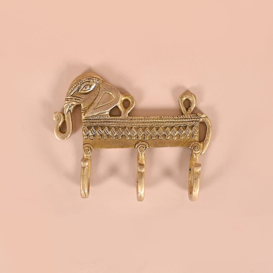 Brass Ethnic Elephant Design Key Holder