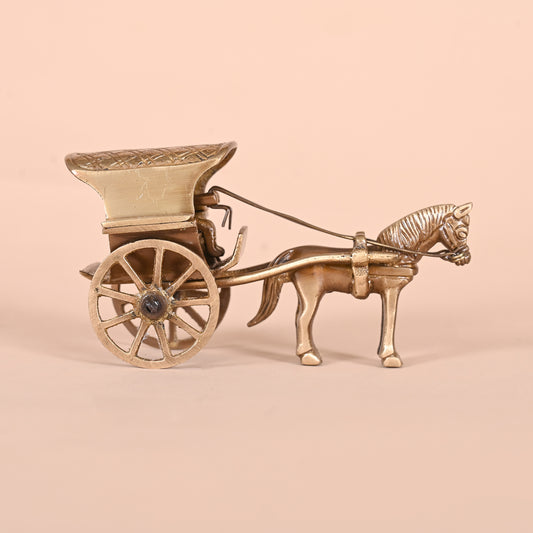 Brass Gemstone Work  Horse Cart Replica Decor Showpiece