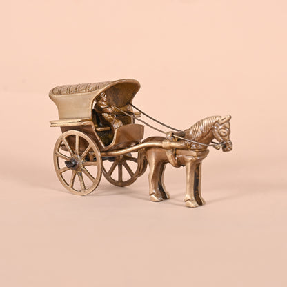 Brass Gemstone Work  Horse Cart Replica Decor Showpiece
