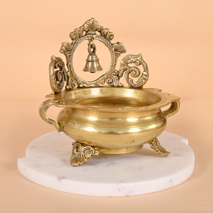 Brass Decor Urli Bowl with Bell 7"