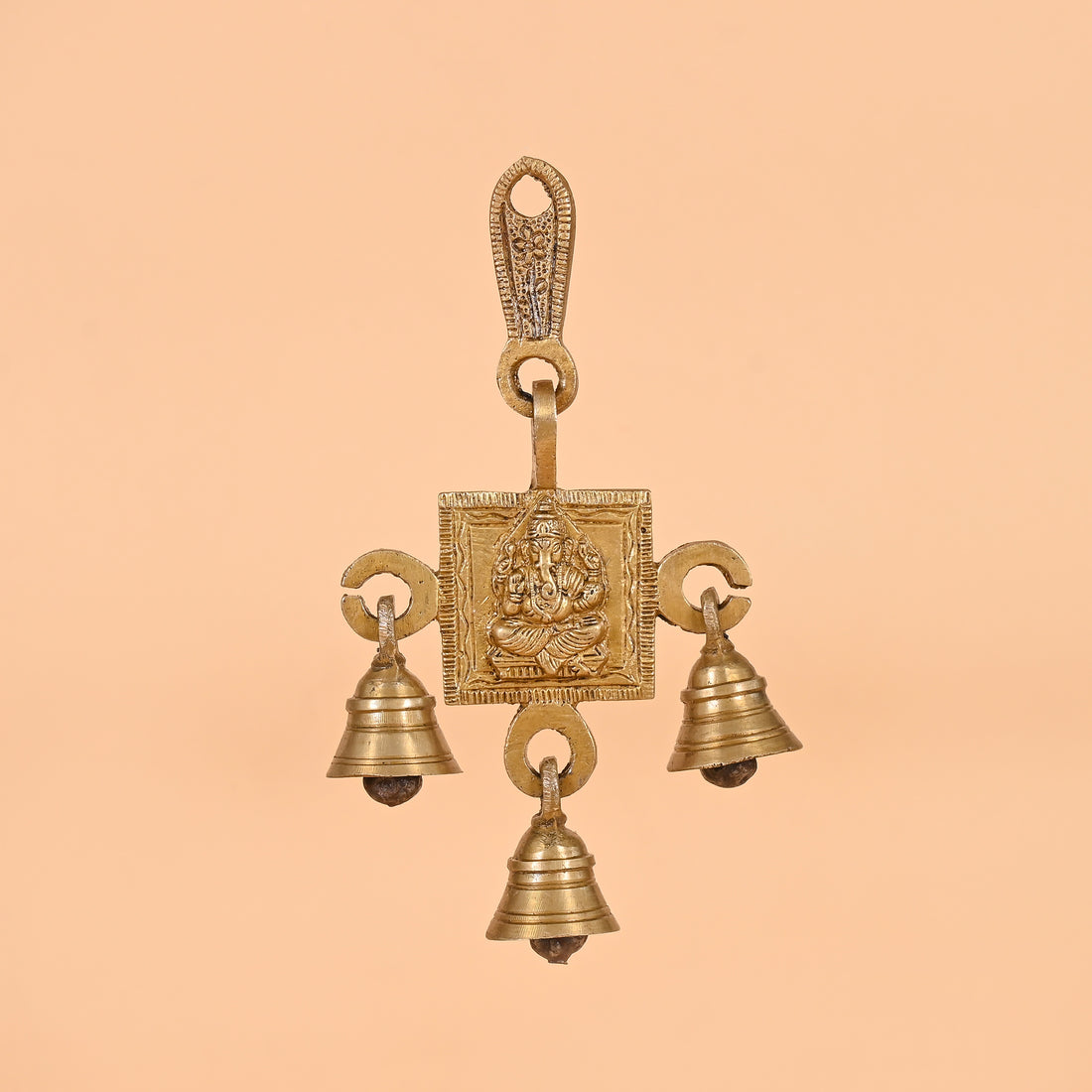 Ganesha Design Brass Hanging Bells 6"