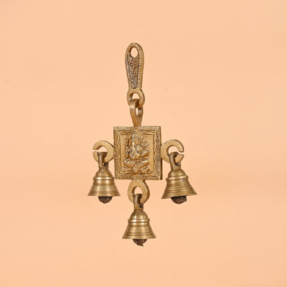 Ganesha Design Brass Hanging Bells 6"