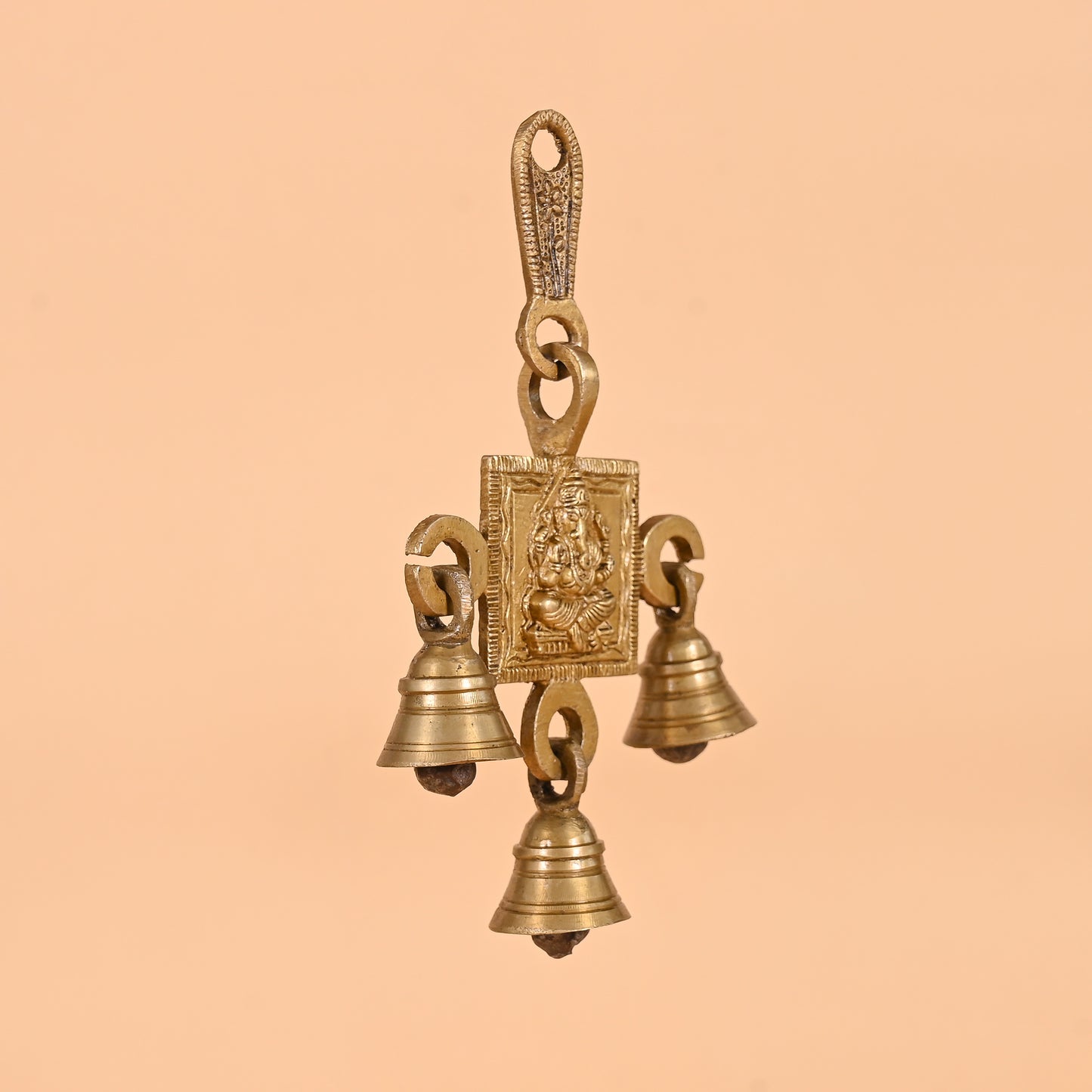 Ganesha Design Brass Hanging Bells 6"