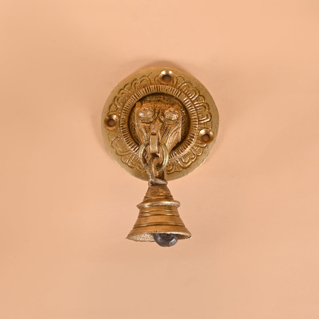 Brass Elephant Face Wall & Door Decorative Bell Pair