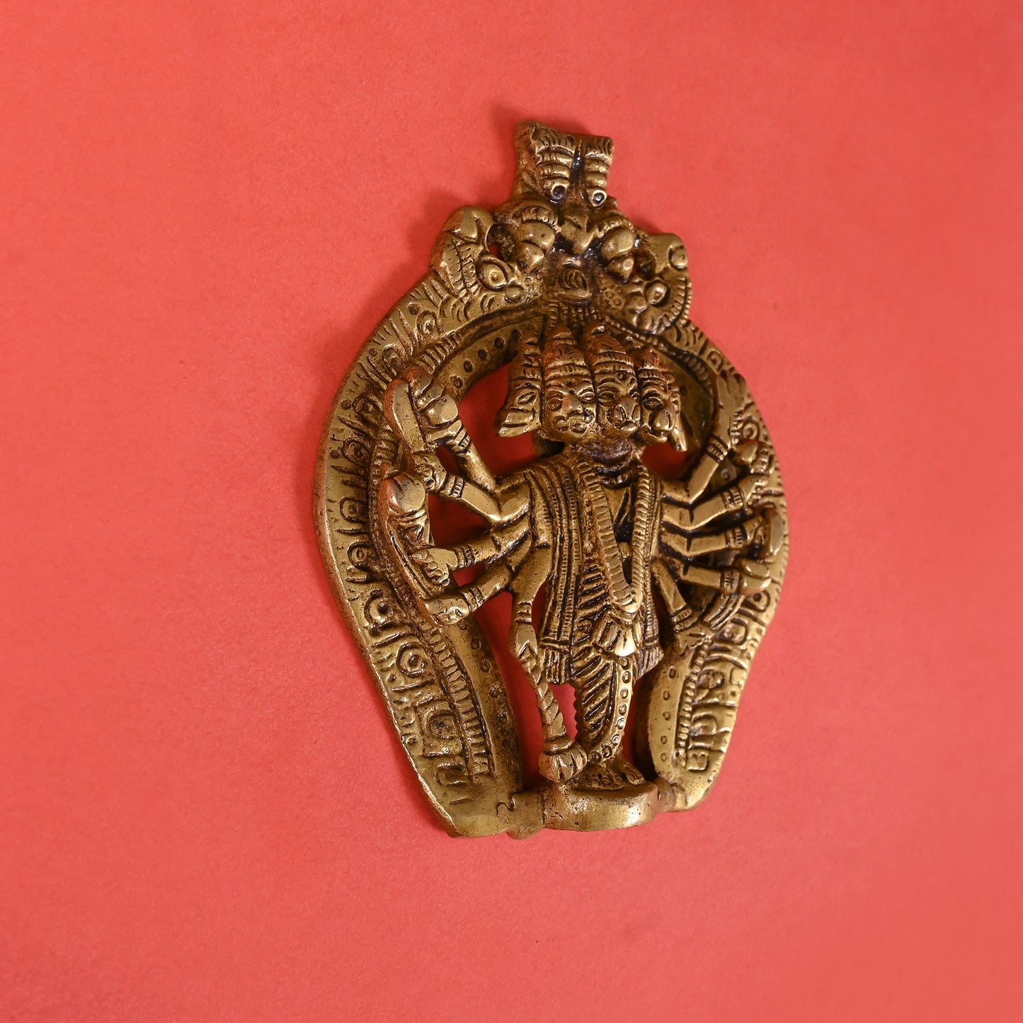 Brass Panchmukhi Hanuman Wall Hanging Idol