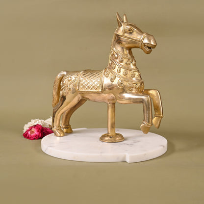 Brass Uplifted Legs Horse Tableware Showpiece