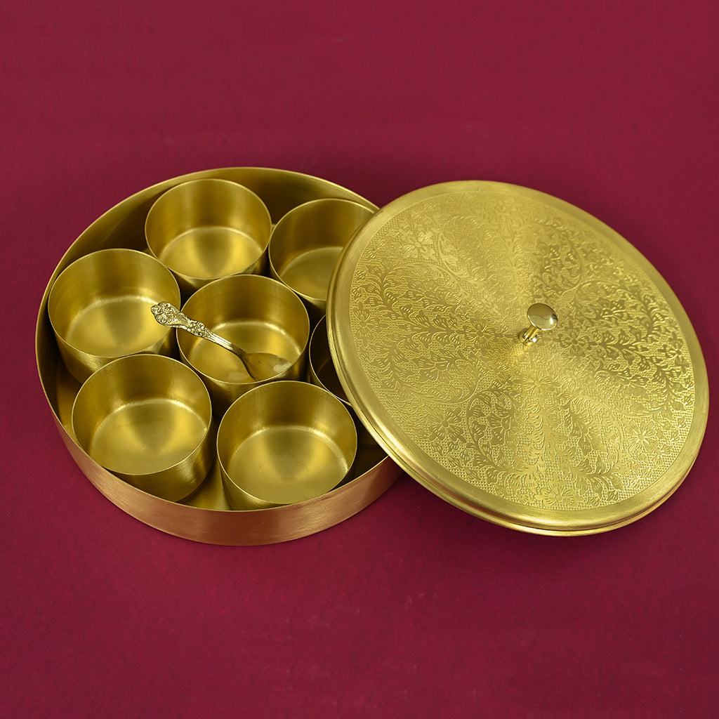 Brass Engraved Masala Box