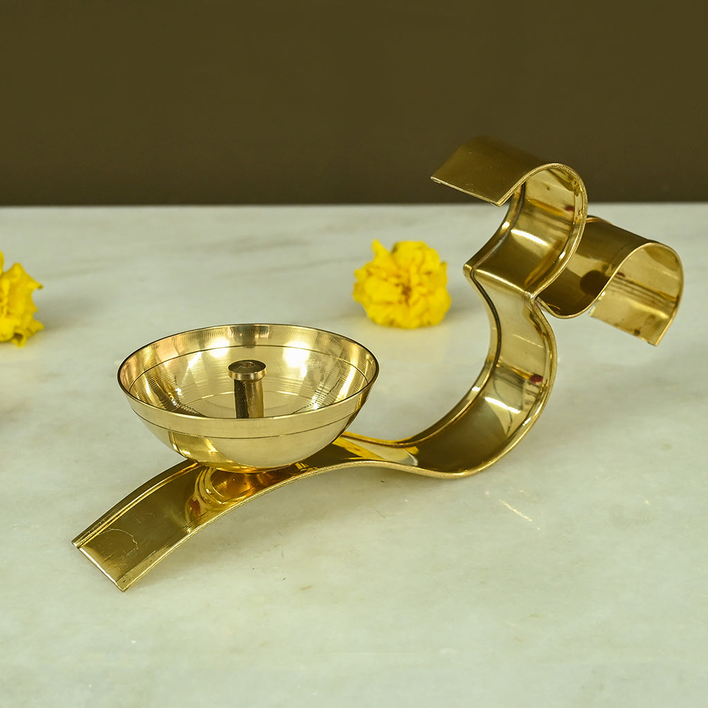 Brass OM Akhand Brass Diya for Pooja