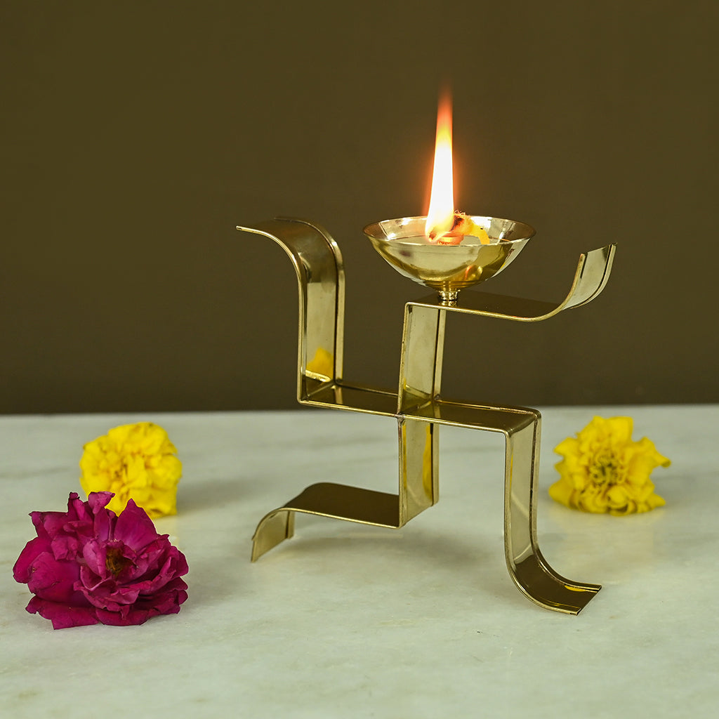 Brass Sathiya Akhand Brass Diya for Pooja