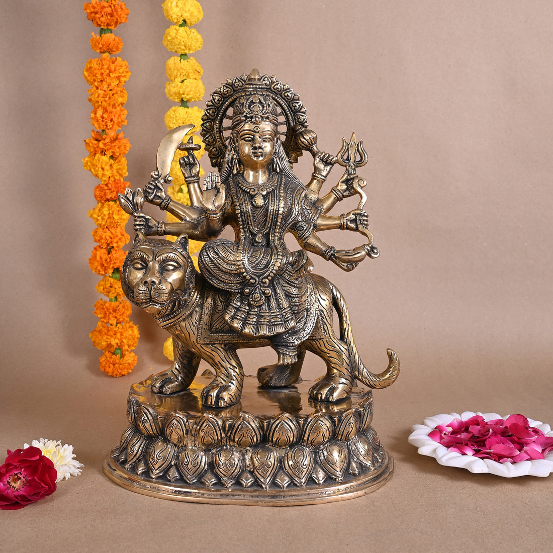 Brass Goddess Durga Idol ( 15" )