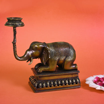 Brass Elephant Diya ( 10" )