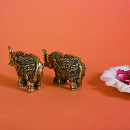 Brass Decorative Elephants S/2 (2")