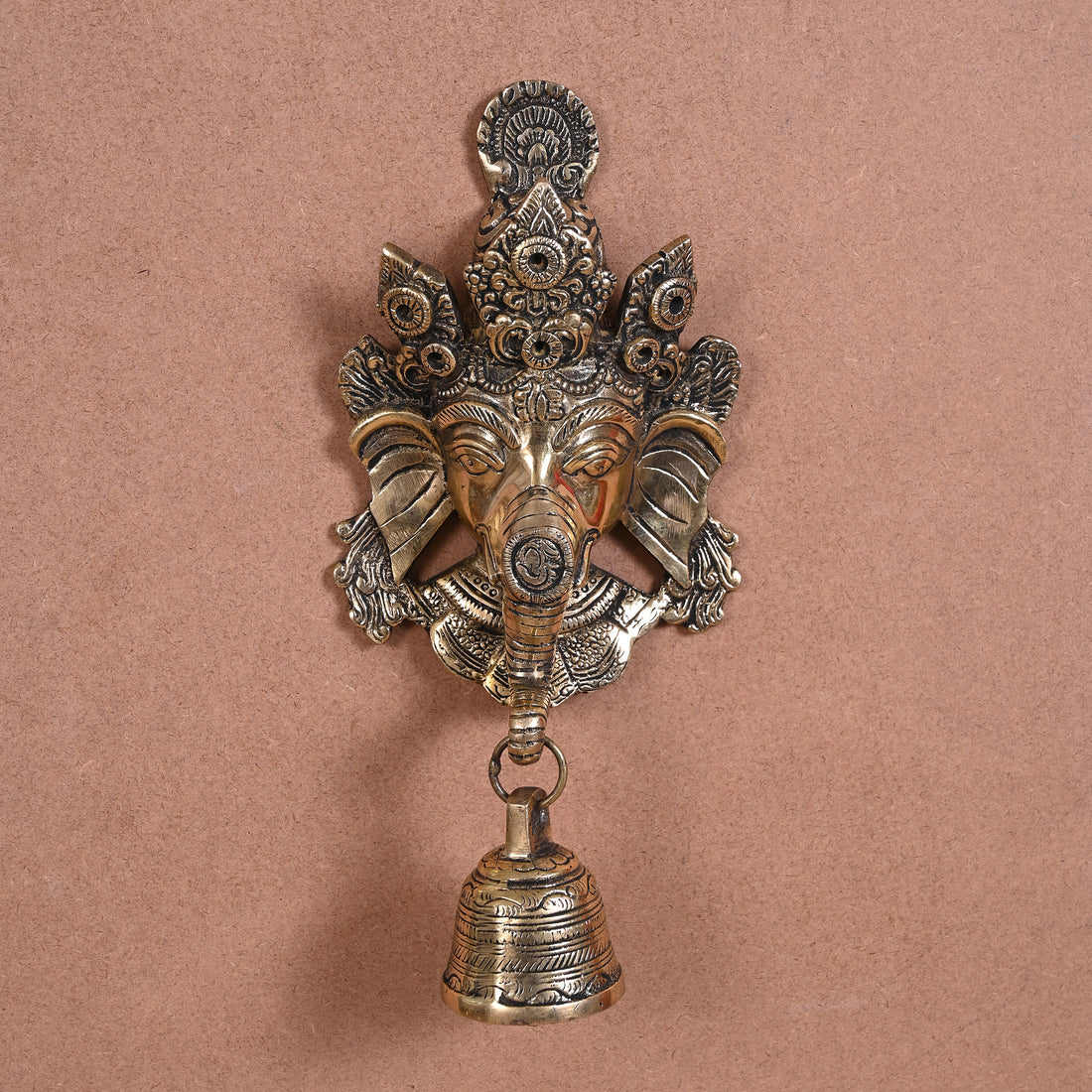 brass Ganesh idol with hanging bell (10")