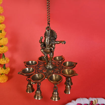 Brass Ganesha with hanging Diyas ( 27.5" )