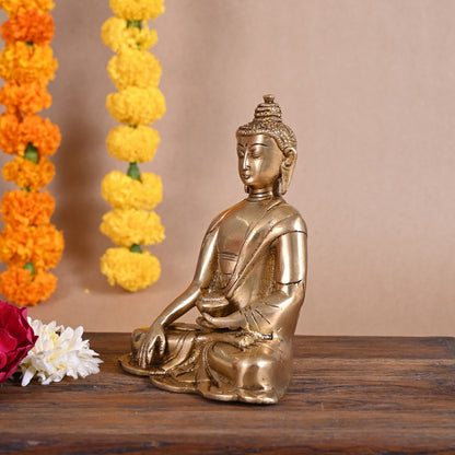 Brass Meditating Buddha (6")