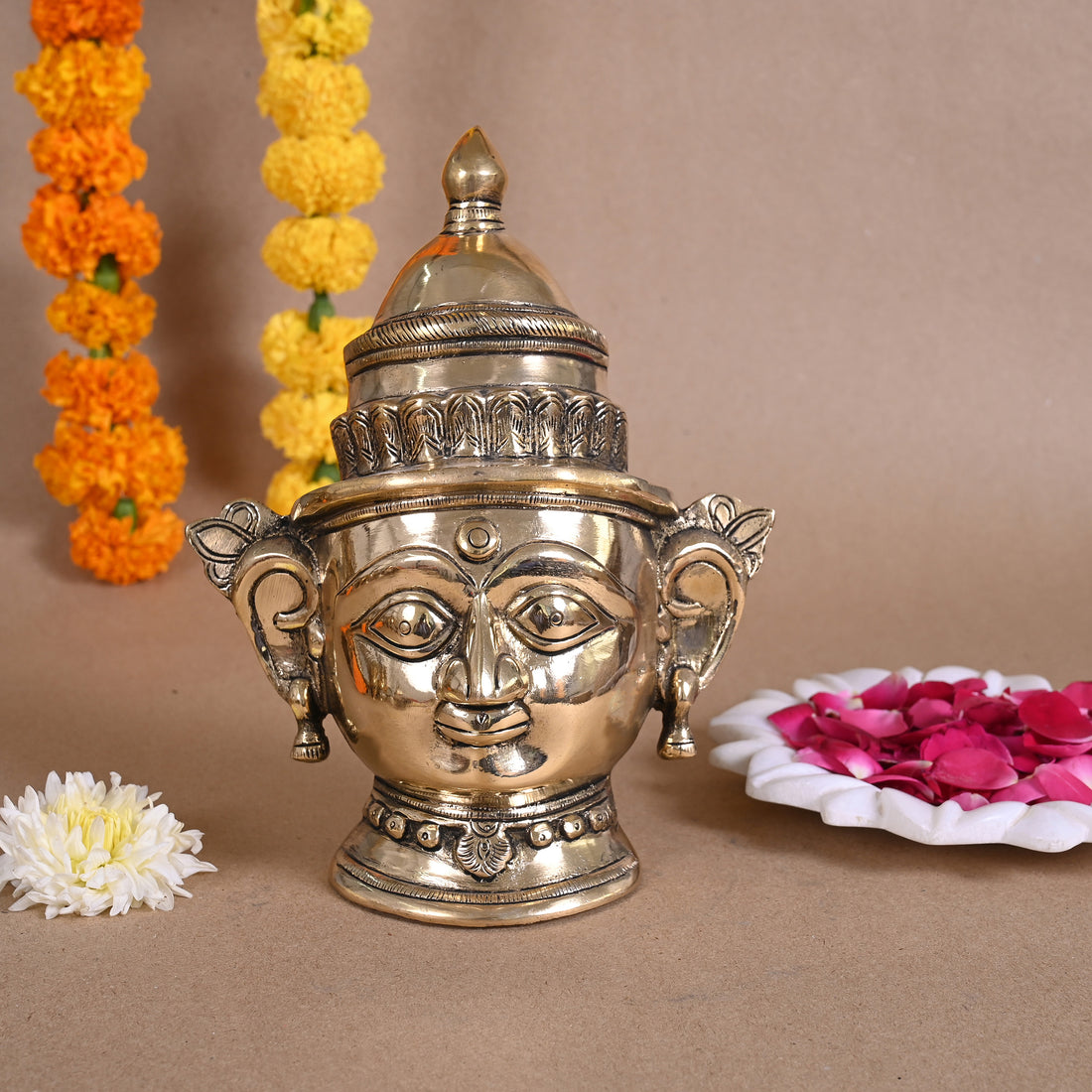 Brass Mukhlingam Of Goddess Parvati ( 8.5" )