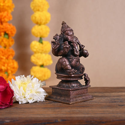 Copper Ganesh Idol ( 4" )