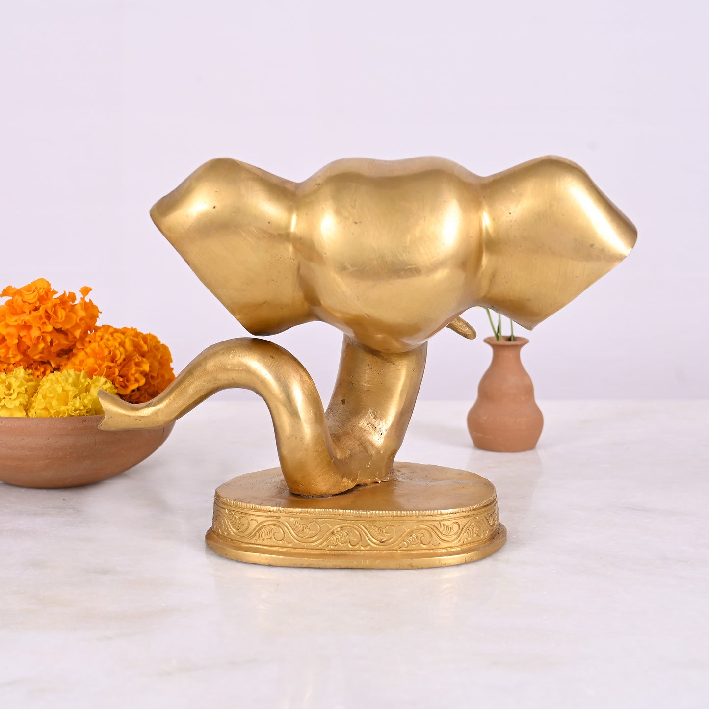 Brass Shiny Unique ganpati Idols ( 6" )