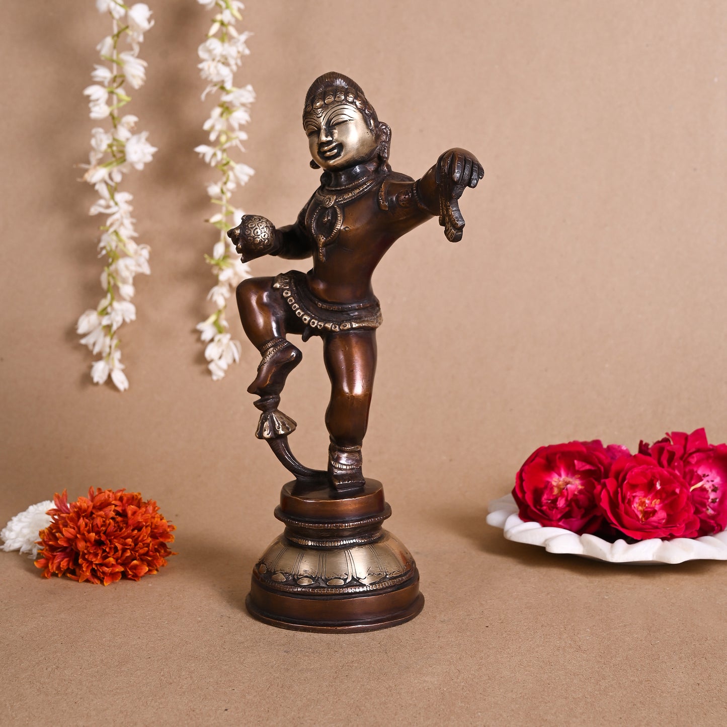 Brass Bala Krishna Dancing Idol (11")