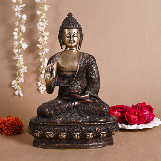 Brass Meditating Buddh Idol ( 12" )
