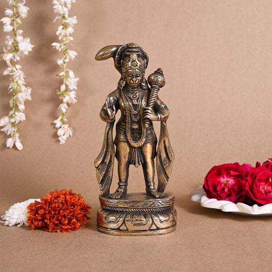 Brass Standing Hanuman Statue (8.5")