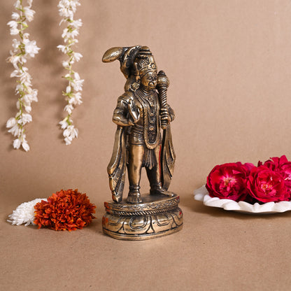 Brass Standing Hanuman Statue (8.5")