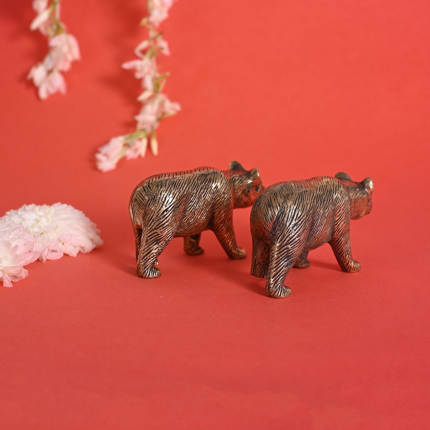 Brass Decorative Bears Set Of 2 (2")