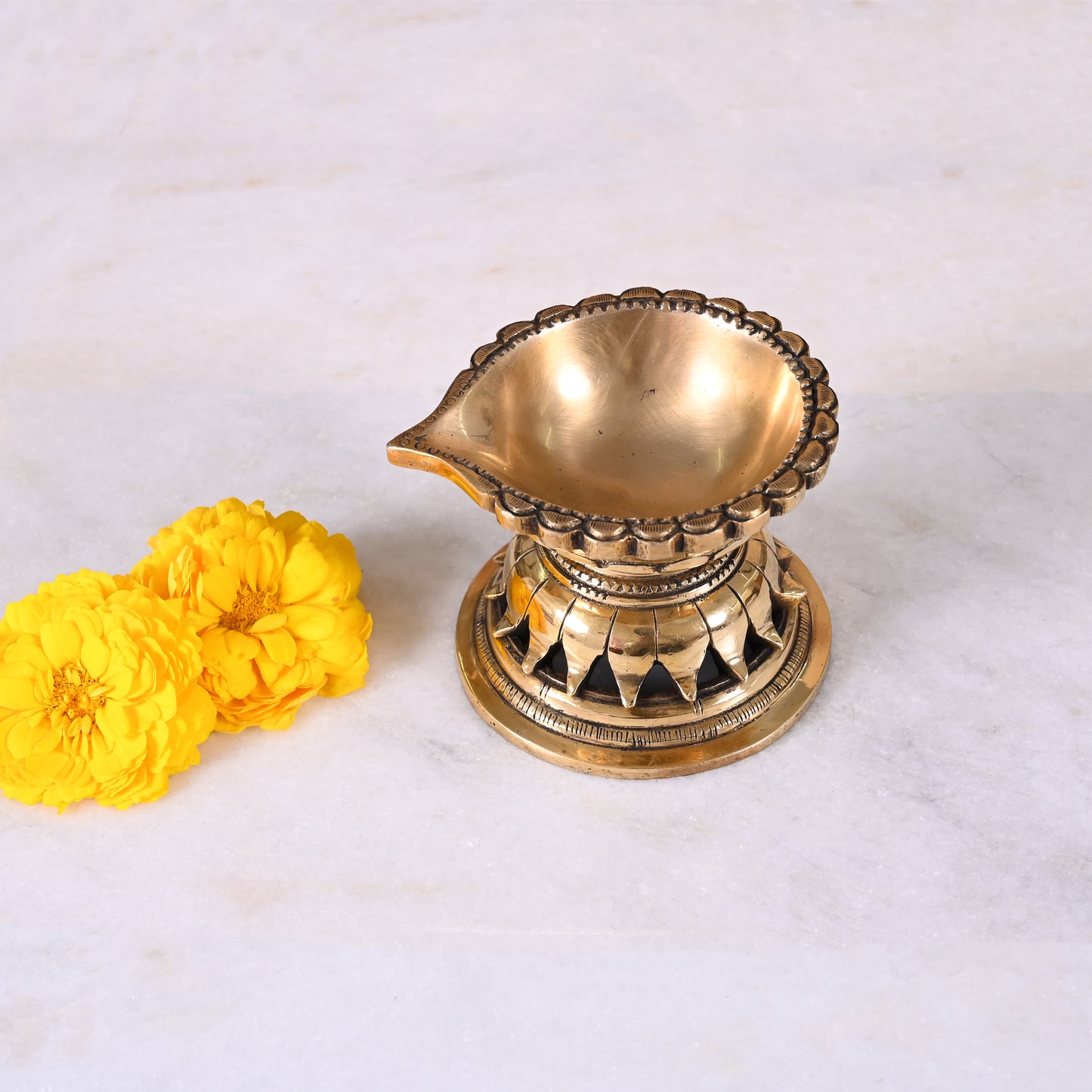 Handcarved Brass Diya (3")
