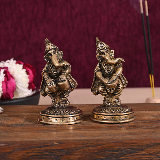 Brass Ganesha - Set of 2 ( 4" )