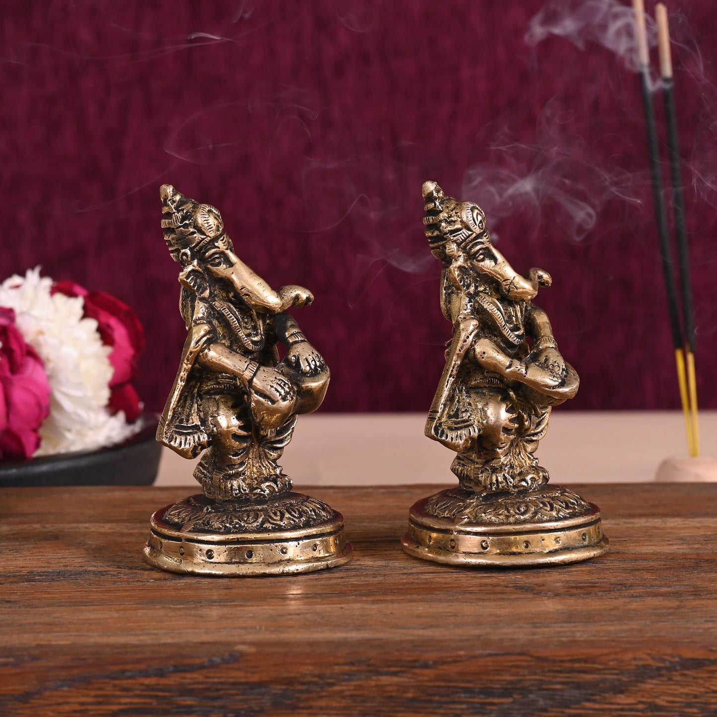Brass Ganesha - Set of 2 ( 4" )