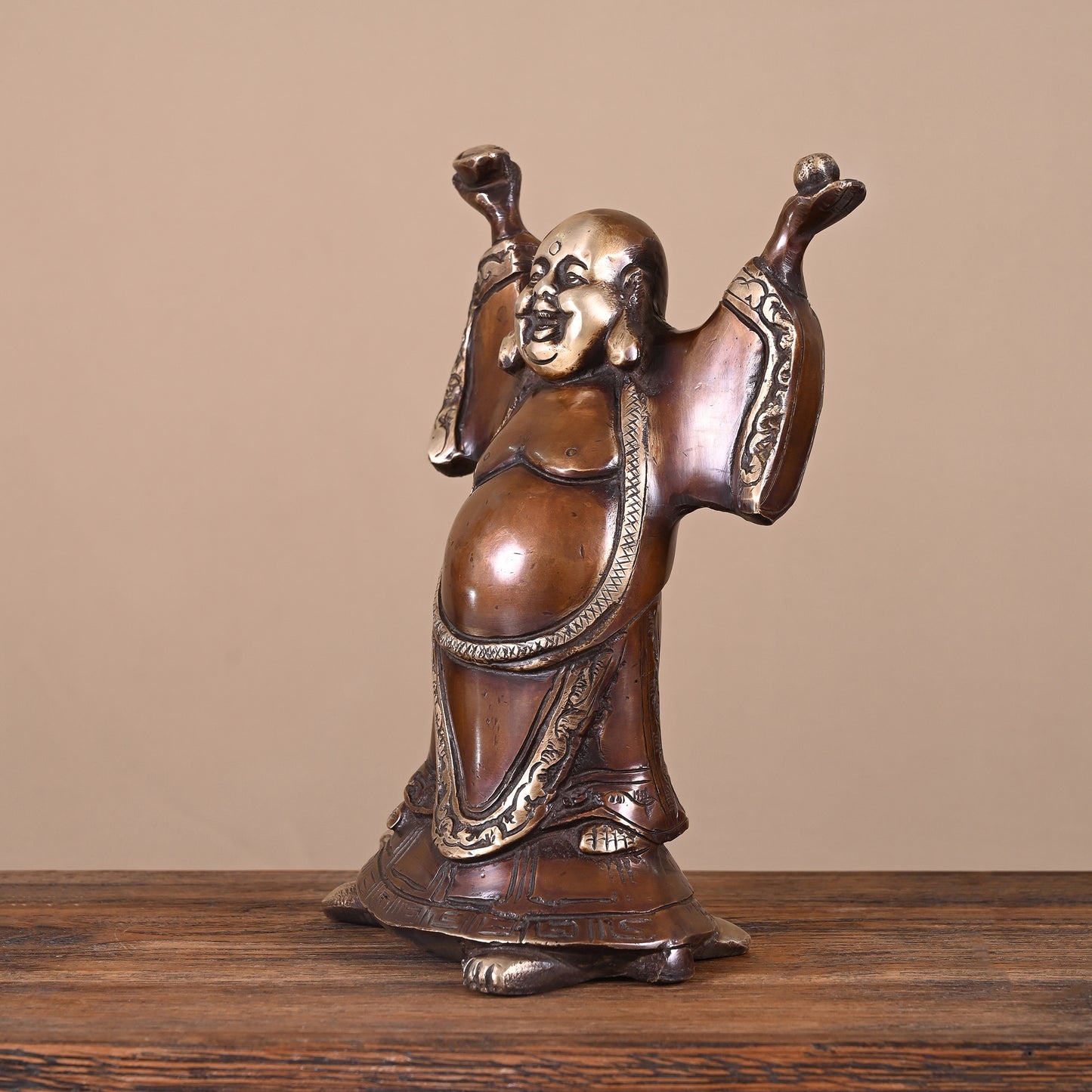 Brass Laughing Buddha (8")