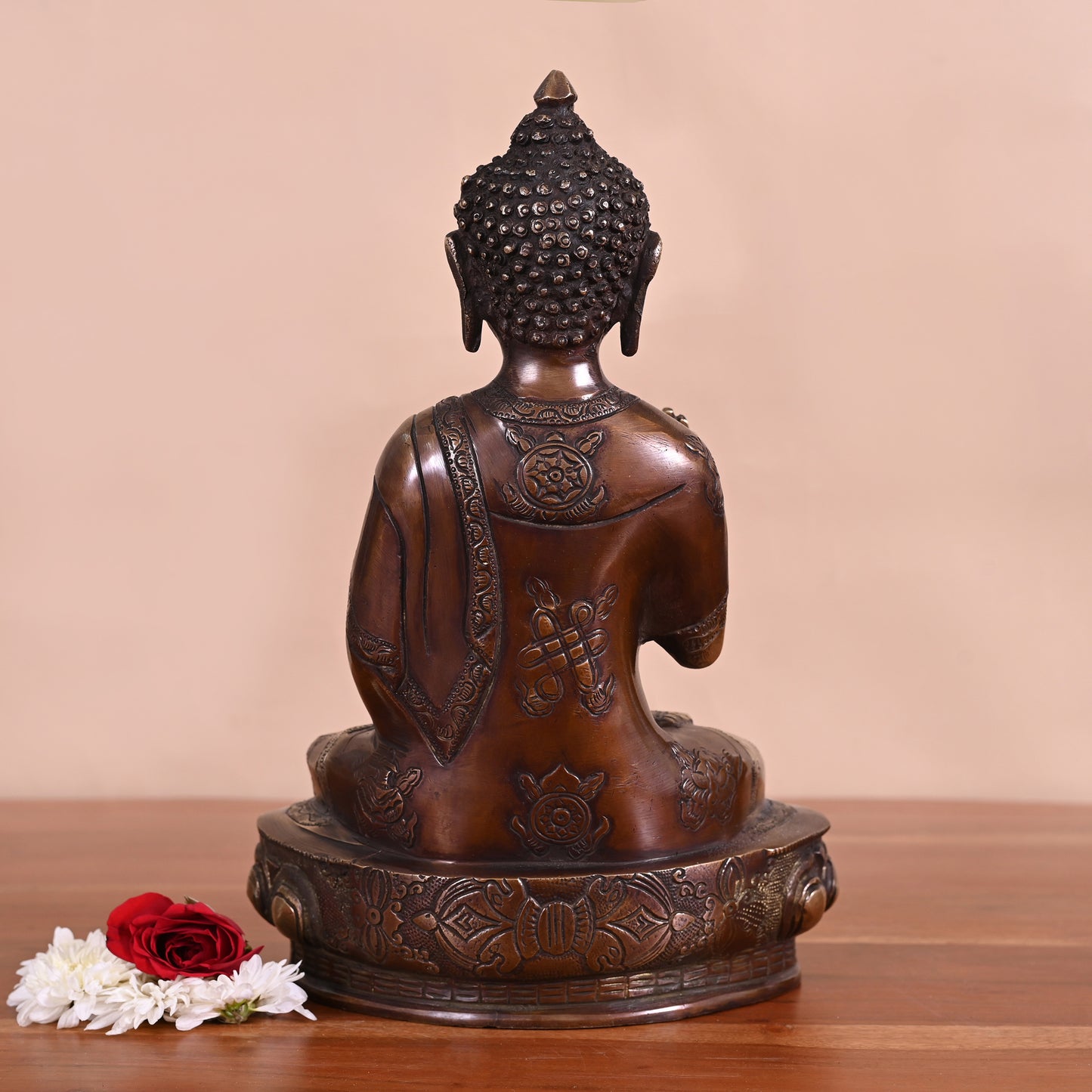 Antique Brass Meditating Buddha Idol (12")