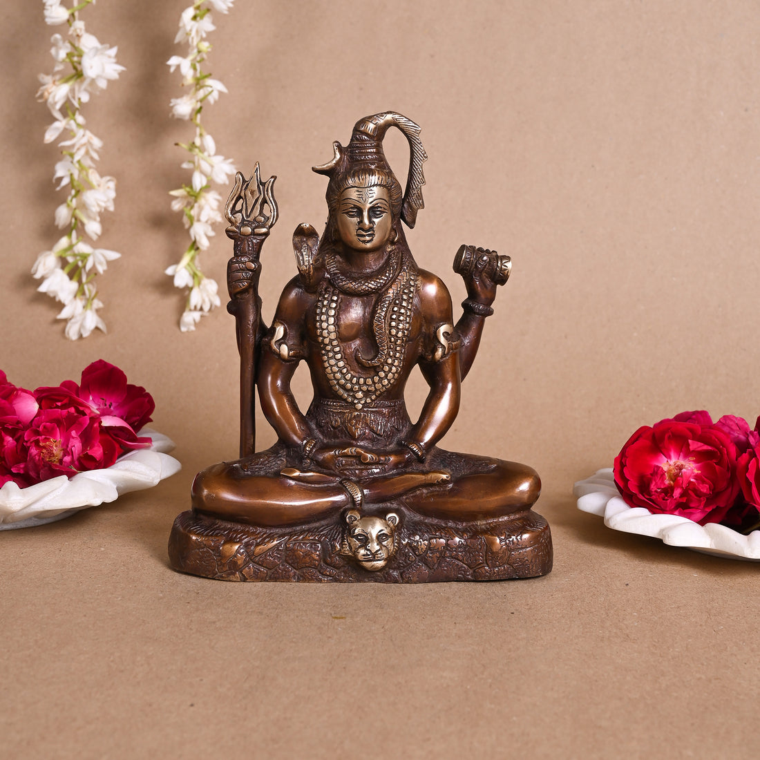 Lord Shiva Brass Statue Seated (8")