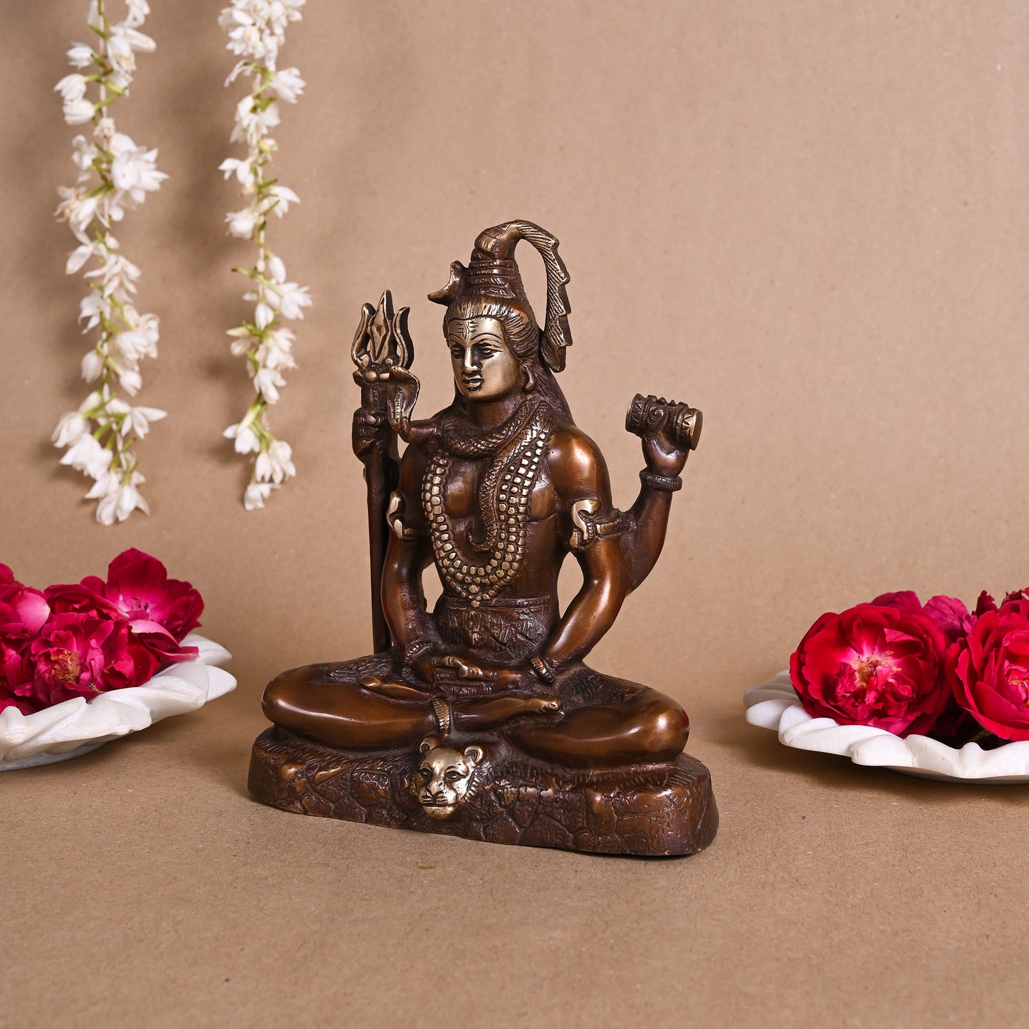 Lord Shiva Brass Statue Seated (8")