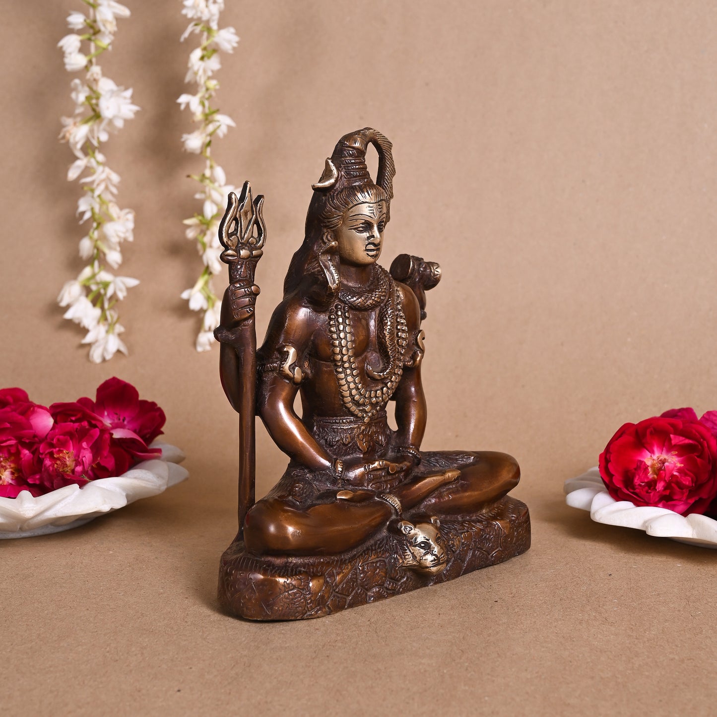 Lord Shiva Brass Statue Seated (8")