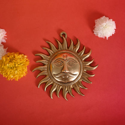 Brass Surya Mukh Wall Hanging ( 7" )