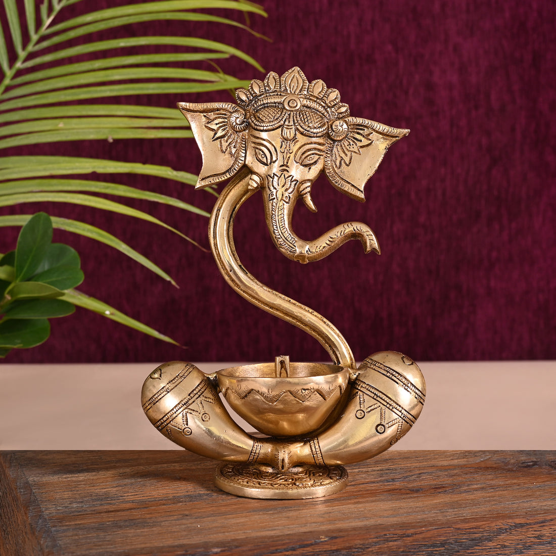 Brass Unique Ganpati idols with Diya ( 7.5" )