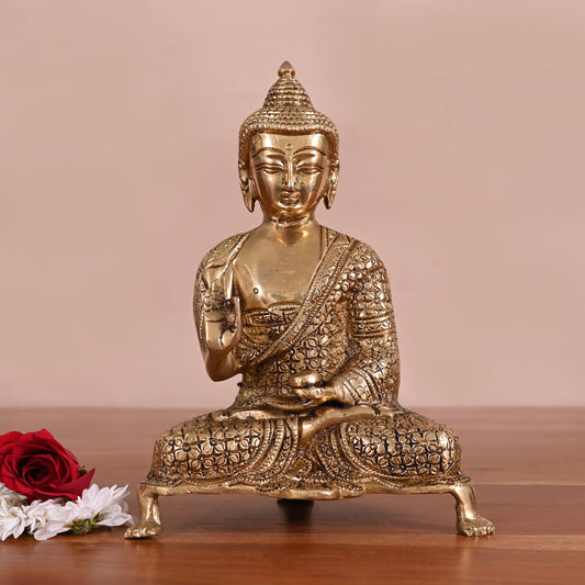 Brass Meditating Buddha (9.5")