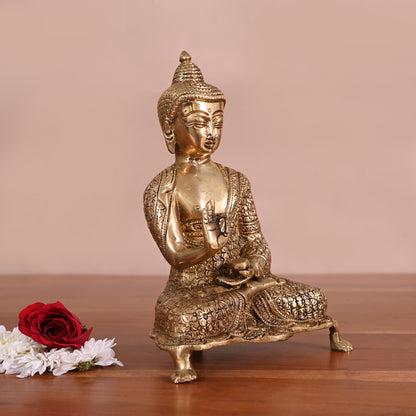 Brass Meditating Buddha (9.5")