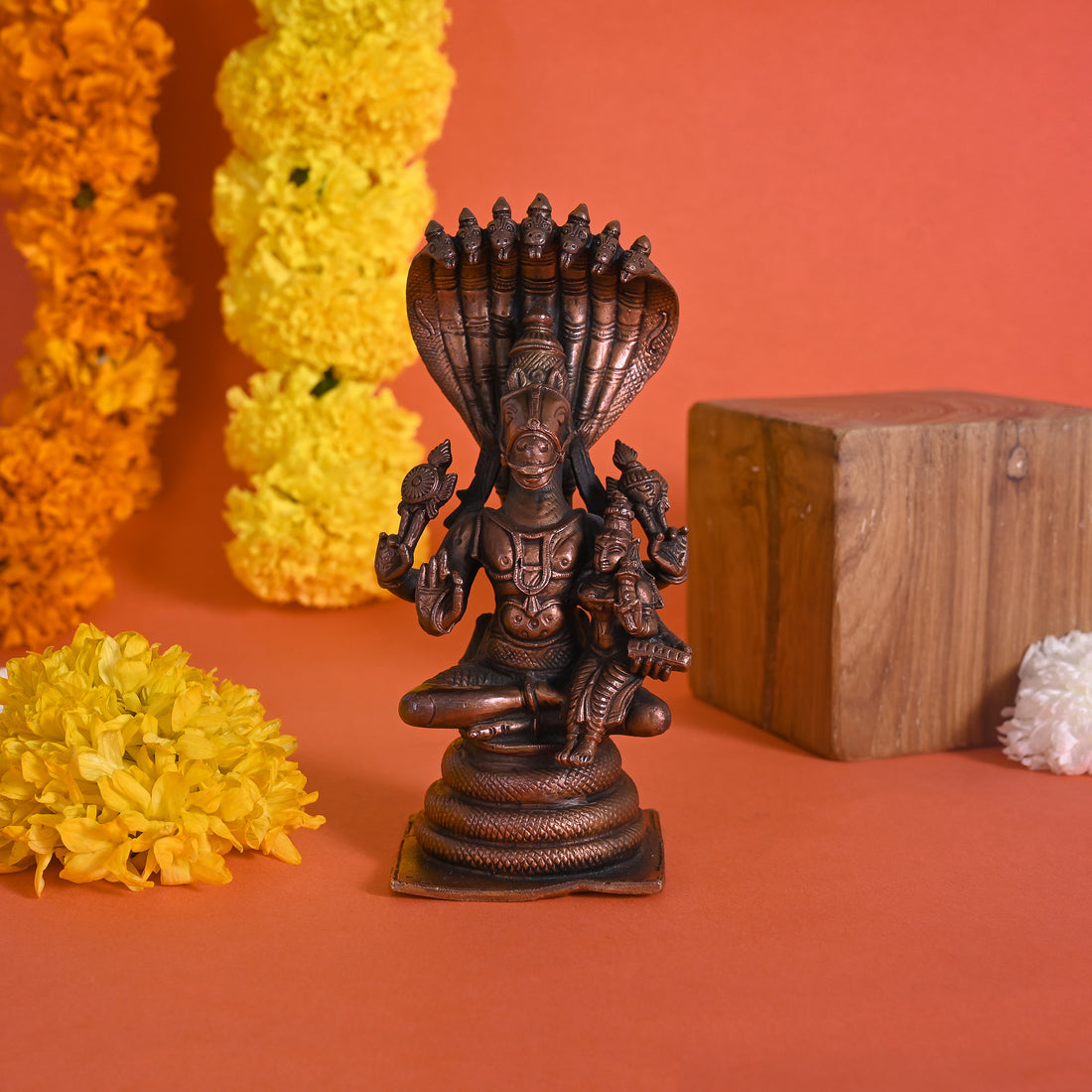 Varaha With Lakshmi On Sheshanaga Copper Statue ( 6" )