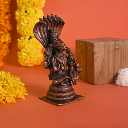 Varaha With Lakshmi On Sheshanaga Copper Statue ( 6" )