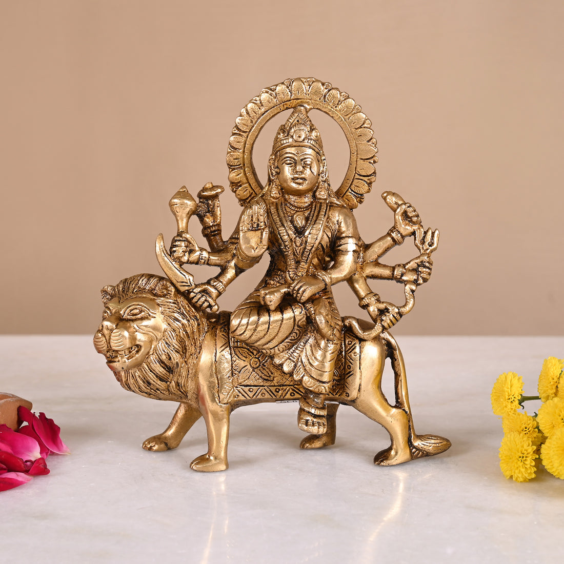 Maa Durga Brass Idol (6")