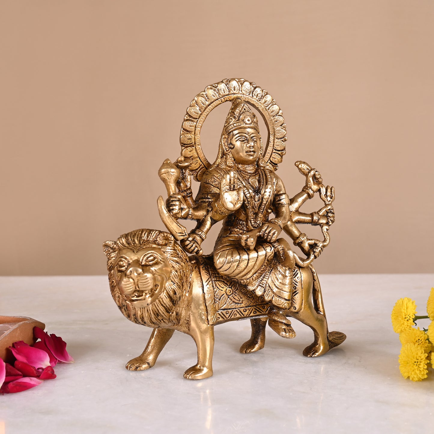 Maa Durga Brass Idol (6")