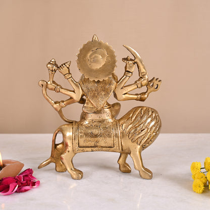 Brass Goddess Durga (8")