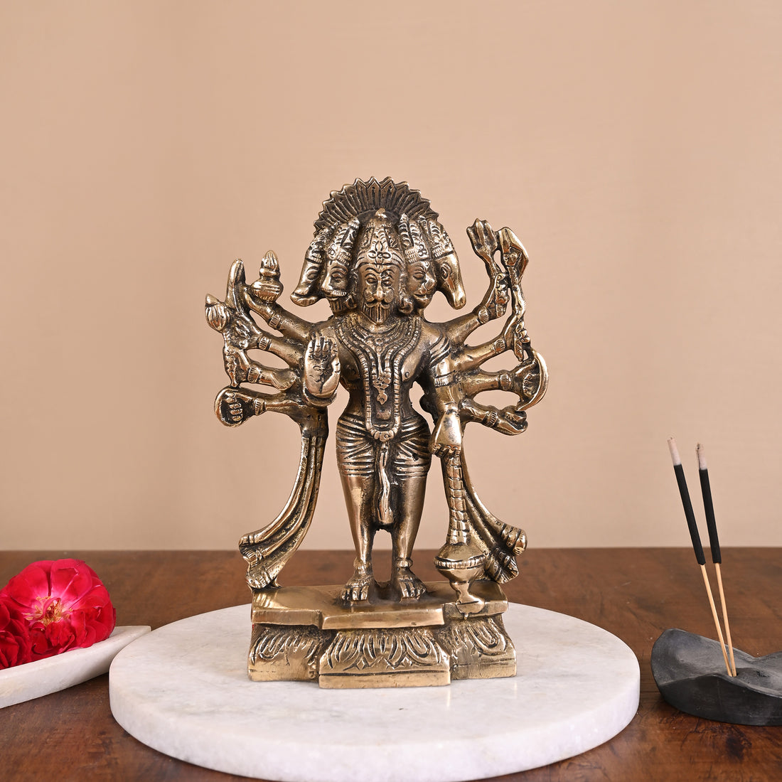 Brass Panchmukhi Hanuman Murti ( 7" )