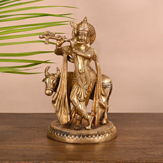 Handmade Brass Krishna Idol ( 8.5" )
