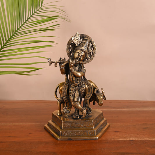 Brass Shree Krishna Murti (10")